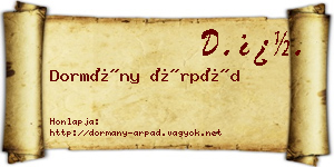Dormány Árpád névjegykártya