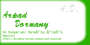 arpad dormany business card